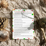 Christmas Song Game Trivia Fun Holiday Party Activity For Adults, Groups, Thanksgiving, Red And Green, 5X7 Cards, 25 Guests, Version 1