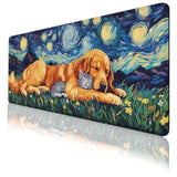 Dog Cat Desk Mat Gaming Mouse Pad Night Sky Oil Painting Grass Mousepad Xl Large Gaming Mouse Pad Laptop Keyboard Mat Desk Pad Office Computer Keyboard Laptop Home 31.5"X11.8"