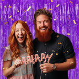 3-Pack Purple Foil Fringe Backdrop Curtains for Party & Photo Booth Décor