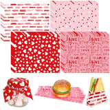 240 Sheet Valentine'S Day Wax Paper 4 Styles Red Pink Love Heart Food Wrapping Tissue Paper Deli Paper Basket Liners For Home Kitchen Restaurant Baking
