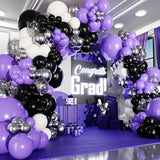 All-In-1 Purple And Black White Balloons Garland & Arch Kit β Small And Large White Purple And Black Balloons β Party Decorations For Graduations, Birthdays, Retirement, Halloween β Wednesday