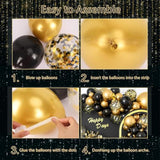 126 Pcs Black Gold Balloon Arch Kit Metallic Confetti Party Decor