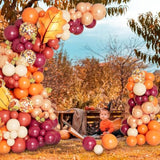 138PCS Fall Balloon Arch Kit with Orange Pink Red Rose Gold Balloons Thanksgiving