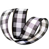 Cambridge Wired Black And White Buffalo Check Plaid Ribbon, For Gift W