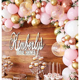 160pcs Rose Gold Pink White Balloon Garland Arch with Confetti for Baby Shower Party