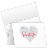Thank You Greeting Cards & Envelopes, Beautiful & Romantic Love Hearts Greetings For Husband, Wife, Boyfriend Or Girlfriend | 80Lb Cover – Pre-Scored | 5" X 7" (A7 Size) | 25 Cards & 25 Envelopes