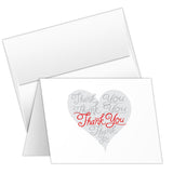 Thank You Greeting Cards & Envelopes, Beautiful & Romantic Love Hearts Greetings For Husband, Wife, Boyfriend Or Girlfriend | 80Lb Cover – Pre-Scored | 5" X 7" (A7 Size) | 25 Cards & 25 Envelopes