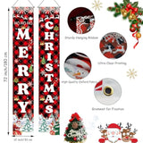 Merry Christmas Banner - Indoor Outdoor Hanging Decoration For Door, Wall, Garage - Xmas Party Decor Sign