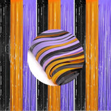 Orange Purple Black Tinsel Fringe Curtains 3pcs 3.3x6.6ft for Party Decor