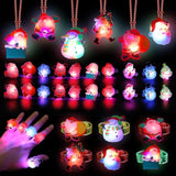 42pcs Christmas Party Favors Kids Glow Rings Necklaces Bracelets Party Supplies