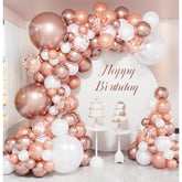 Rose Gold Balloon Garland Arch Kit, 18/12/10/5 In Multi-Size Metallic Rose Gold And White Balloons & Confetti Balloon, For Bridal Shower Balloons, Retirment Party Decor, Wedding Backdrop, Baby Shower