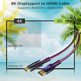 8K Displayport To Hdmi Cable 4 Feet, Dp 1.4 To Hdmi 2.1 Video Cord (8K@60Hz,4K