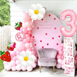 Strawberry Balloons Berry 3St Birthday Decor - 40 Inch Mylar Pink Number 3 Balloons - Strawberry Foil Balloons For Strawberry Party Decoration - Strawberry Theme Birthday Party Decorations