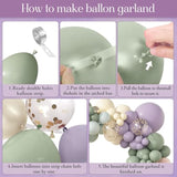 173Pcs Dusty Green Purple Pink Balloon Arch Garland Kit, Lavender Pastel Blush Pink Yellow Mist Green Gold Confetti Balloons For Baby Shower Wedding Tea Wildflower Birthday Party Decorations