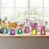 6 Pcs Spring Table Decorations For Home Spring Wood Block Watering Can Flower Tiered Tray Farmhouse Table Centerpiece For Home Kitchen Holiday