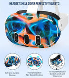 Silicone Cover Set Compatible With Meta/Oculus Quest 3 Accessories, Controller Grips, Vr Shell Cover, Facial Interface Cover, Protective Lens Cover, Tempered Glass Lens Caps, Not Fit Quest 3S