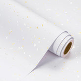 White Wrapping Paper Roll - Mini Roll - 17 Inch X 16.5 Feet - White Gold Design With Silky Touch Perfect For Birthday, Wedding, Baby Shower, Holiday