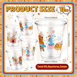 50 Pcs Circus Cups 12 Oz Plastic Circus Birthday Cups Clear Circus Disposable Cups Circus Theme Drinking Cups For Home Party Circus Theme Birthday Baby Shower Supplies Decoration (Circus)