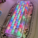 130 Keys Oem Profile Shine Through White Keycaps Set Translucent Keycaps Compatible With 61/64/87/104/108 Cherry Mx Switches Mechanical Keyboard
