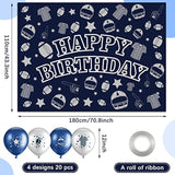 22 Pcs Cowboy Birthday Party Supplies Set Include 1 Cowboy Backdrop 20 Birthday Balloons 1 Ribbon Navy Blue Football Birthday Decoration For Football Sports Themed Game Party Celebration