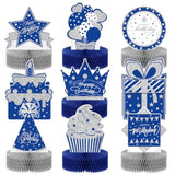 9 Pieces Happy Blue Birthday Centerpieces Decorations For Table Birthd
