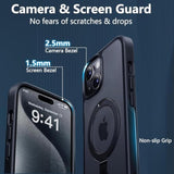 Design For Iphone 15 Case With Magnetic Invisible Stand?Compatible With Magsafe?? Military Drop Protection? Shockproof Slim Translucent Matte Case? Anti-Fingerprint Phone Cover,360° Rotatable Stand