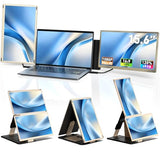 Triple Laptop Screen Extender - 15.6" Monitor Ips Fhd 1080P Detachable Portable Display For 13"-17.4" Laptops Compatible With Compatible With Windows Mac Chrome Surface Travel Work Setup