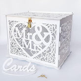 Wedding Money Box Holder With Sign, Large Rustic Wood Wooden Diy Envelop Gift Card Shadow Boxes With Lock Slot For Reception Anniversary Graduation Birthday Party Parties (Mr & Mrs, White)
