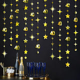 Gold 40Th Birthday Decorations Number 40 Circle Dot Twinkle Star Garland Metallic Hanging Streamer Bunting Banner Backdrop For Women Mens 40 Year Old Birthday Forty Anniversary Party Supplies