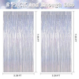 2 Pack Silver Metallic Tinsel Foil Curtains, 3.28 Ft X 7.05 Ft Glitter Silver Fringe Curtains, New Year Door Streamer Tinsel Backdrop Photo Booth For Nye Party Birthday Engagement Party Decorations