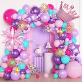 162-Pc Hot Pink, Purple & Teal Balloon Arch Kit with Foil Balloons for Party