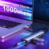 Usb C Hub Ethernet Multiport Adapter, 6 In 1 Usb C To Hdmi Dock With Hdmi 4K 6