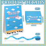54 Pcs Cartoon Blue Sky Baby Shower Games Pink Bow Measure Belly Bump Party Games Include How Big Is Mommy'S Belly Sign 50 Guessing Cards 3 Measuring Tapes For Baby Shower Party(Blue Sky)