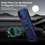 Navy Blue iPhone 14 Plus Case with Camera Lens Cover, HD Screen Protector, 10 FT Military Grade Drop Protection, Magnetic Ring Holder Kickstand Protective Phone Case