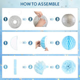 55PCS Blue Baby Shower Decor with "It's a Boy" Banner, Balloons, Pom Poms & More