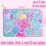 Lilly Pulitzer Padded Tech Sleeve with Small Zip Pouch for Accessories, Cute Laptop Case for Women, Tablet Bag or 13 Inch Laptop Sleeve (Cay to My Heart)
