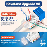 45° Angled Cat6 Keystone Jack In Blue - Slim Profile Rj45 Ethernet Connector -