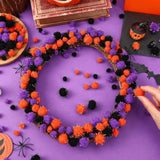 Halloween Pom Poms: Orange, Black, Purple Craft Fluffy Balls (600 Pieces