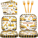 Construction Birthday Party Supplies Construction Theme Decorations Square Truck Constructions Disposable Plates Napkins Tableware Set For Boys Kids Birthday Party Favors Serves 24 Guests