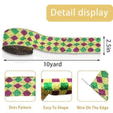 Mardi Gras Wired Edge Ribbons 2.5" 10 Yards, Gold Glitter Wired Edge B