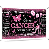 Breast Cancer Awareness Banner Backdrop Breast Cancer Decorations 6x3.6ft