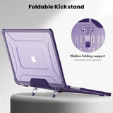 For Macbook Air 13 Inch Case 2025 2024-2022 M4 M3 M2 A3240 A3113 A2681, Heavy Duty Rugged Tpu Bumper Hard Case With Foldable Kickstand & Keyboard Cover For Macbook Air 13.6 Inch Case, Purple