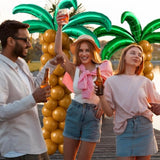 12 Pieces Large Palm Tree Leaves Balloons, Green Foil Mylar Coconut Tree Leaves Balloons For Birthday Baby Shower Decorations Hawaiian Luau Aloha Tropical Summer Beach Party Supplies