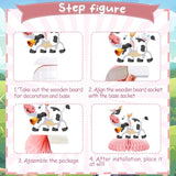 9 Pcs Pink Cow Honeycomb Centerpieces Farm Animals Cow Table Topper Honeycomb Pink Cow Theme Party Honeycomb 3D Cow Print Table Decoration For Girl Party Baby Shower Western Cowboy Party Supplies