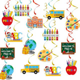 Pre-K Back To School Hanging Swirls, Welcome To Pre K Back To School Decorations Banner, First Day Of Preschool Pre K Classroom Decorations Banner,16Pcs