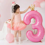 40" Pink Crown Number 3 Balloon for Girls’ Princess Birthday Décor