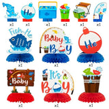 12P Blue Baby Shower Party Centerpieces For Boys Gone Fishing Fish Gen