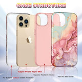 Compatible With Iphone 13 Pro Max Case 6.7 Inch 2021,Marble Pattern 3 In 1 Heavy Duty Shockproof Full Body Rugged Hard Pc+Soft Silicone Drop Protective Women Girl Phone Cases, Rose Gold