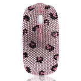 Pink Bling Crystal Rhinestone Wireless Mouse Sparkly Computer Mouse With Usb Receiver For Girls, Bedazzled Leopard Mice For Notebook, Pc, Laptop, Macbook (Pink)