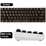 61 Keys Black Clear Keycap Set, Osa Profile Transparent Pc Material Keycaps, O